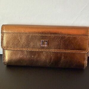 LODIS Metallic Bronze Leather Organizer Wallet